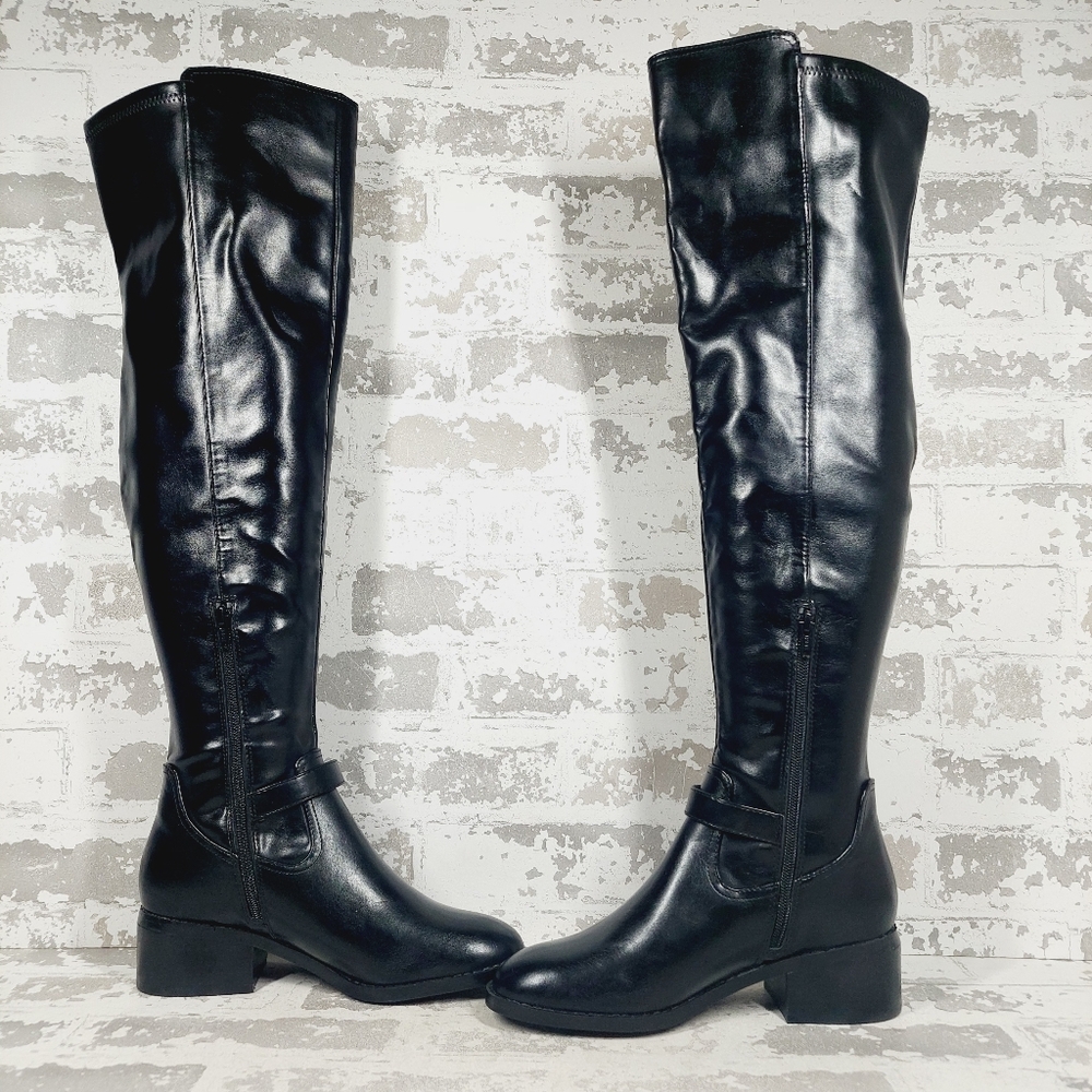 NEW DV by Dolce Vita Elyse Buckle Block Heel Black Over-The-Knee Boot M928 - Picture 5 of 12